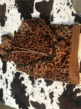 Leopard Print Hooded Jacket - Brown